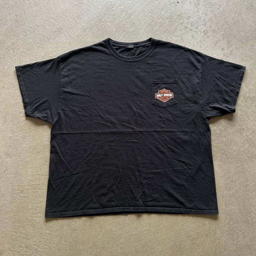 Vintage Harley Davidson Pocket Shirt Size 3XL Black Youngstown Ohio Biker Motor